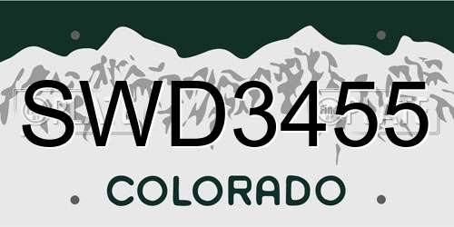 SWD3455 Colorado License Plate