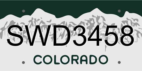 SWD3458 Colorado License Plate