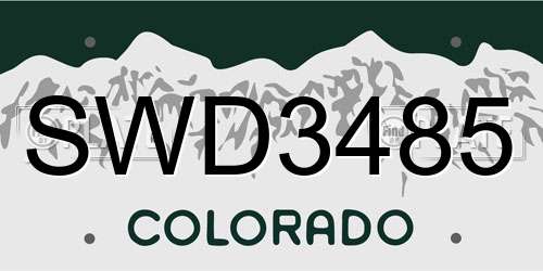 SWD3485 Colorado License Plate