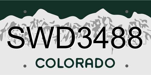SWD3488 Colorado License Plate
