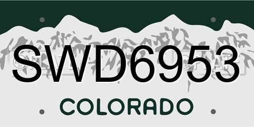 SWD6953 Colorado License Plate