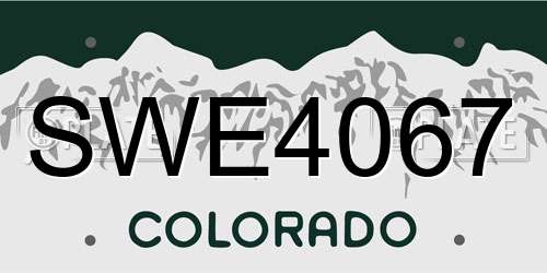 SWE4067 Colorado License Plate