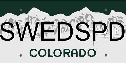 SWEDSPD Colorado License Plate