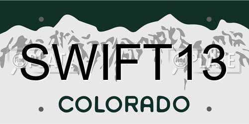 SWIFT13 Colorado License Plate