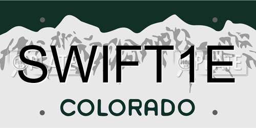 SWIFT1E Colorado License Plate