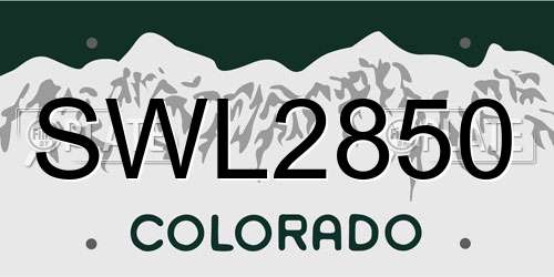 SWL2850 Colorado License Plate