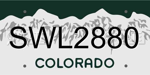SWL2880 Colorado License Plate