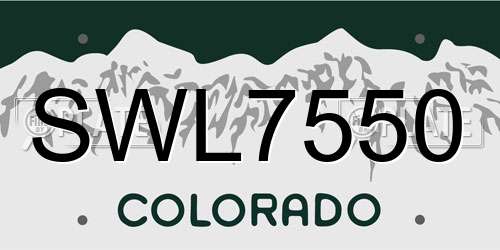 SWL7550 Colorado License Plate