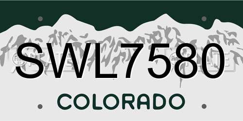 SWL7580 Colorado License Plate