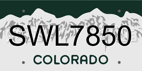 SWL7850 Colorado License Plate