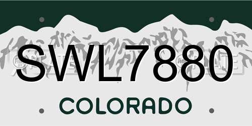 SWL7880 Colorado License Plate