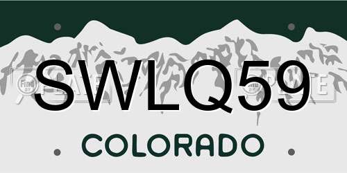SWLQ59 Colorado License Plate