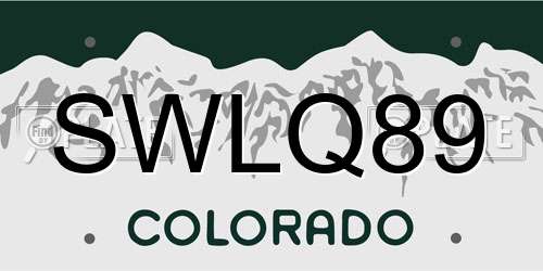 SWLQ89 Colorado License Plate