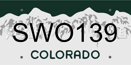 SWO139 Colorado License Plate