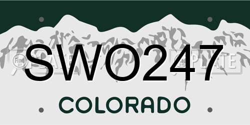 SWO247 Colorado License Plate