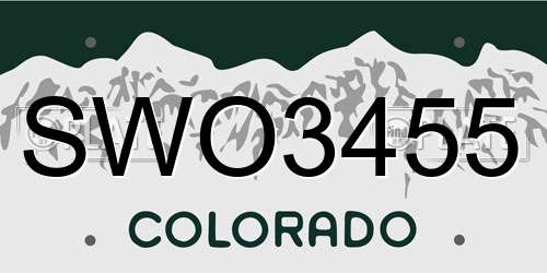 SWO3455 Colorado License Plate