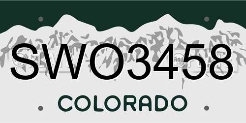 SWO3458 Colorado License Plate