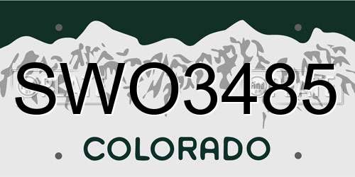 SWO3485 Colorado License Plate