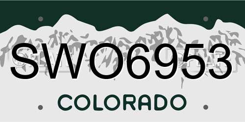 SWO6953 Colorado License Plate