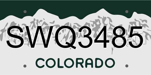 SWQ3485 Colorado License Plate