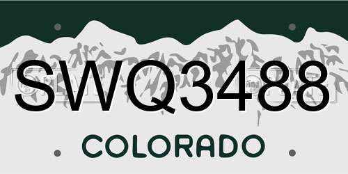 SWQ3488 Colorado License Plate