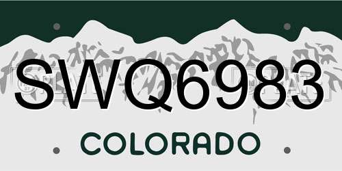 SWQ6983 Colorado License Plate