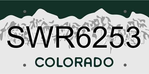 SWR6253 Colorado License Plate