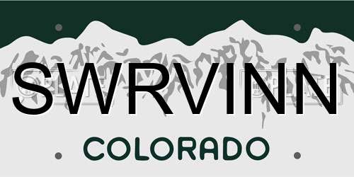 SWRVINN Colorado License Plate