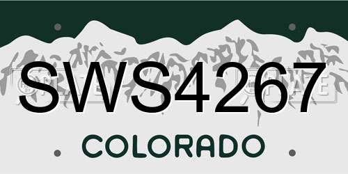 SWS4267 Colorado License Plate
