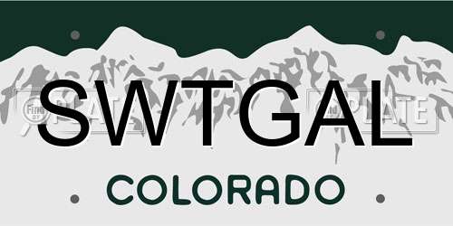 SWTGAL Colorado License Plate