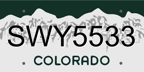 SWY5533 Colorado License Plate