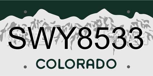 SWY8533 Colorado License Plate