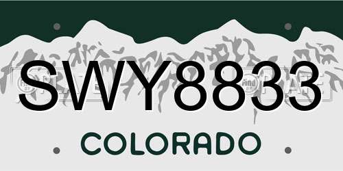 SWY8833 Colorado License Plate
