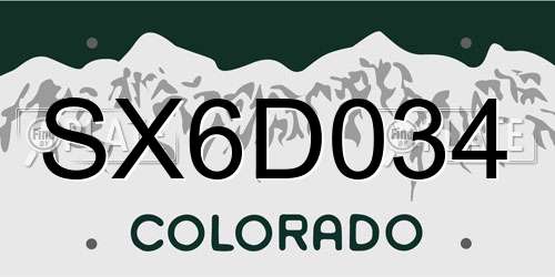 SX6D034 Colorado License Plate