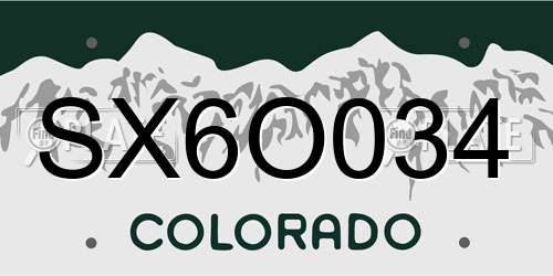 SX6O034 Colorado License Plate