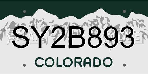 SY2B893 Colorado License Plate