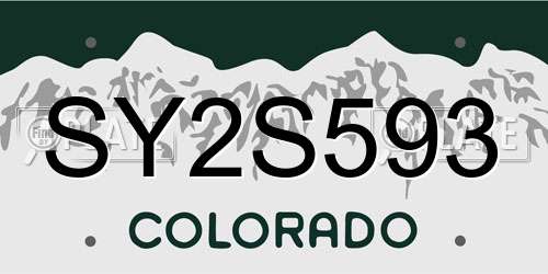 SY2S593 Colorado License Plate