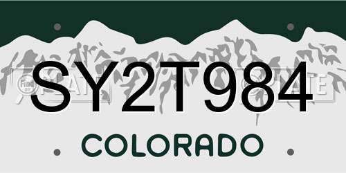 SY2T984 Colorado License Plate