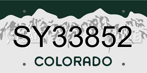 SY33852 Colorado License Plate