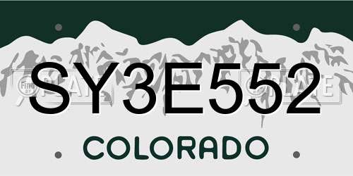 SY3E552 Colorado License Plate