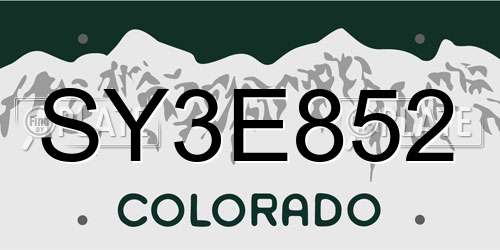 SY3E852 Colorado License Plate