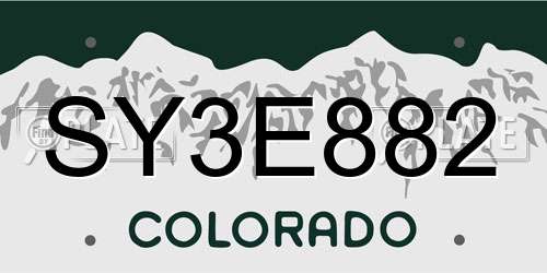 SY3E882 Colorado License Plate