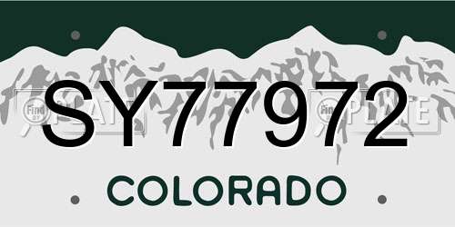 SY77972 Colorado License Plate
