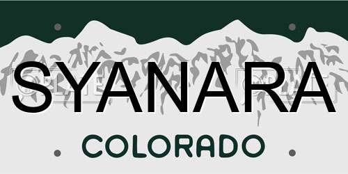 SYANARA Colorado License Plate