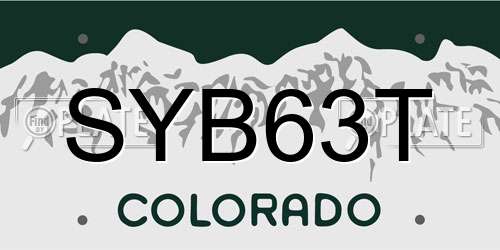 SYB63T Colorado License Plate