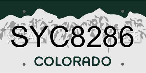 SYC8286 Colorado License Plate