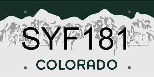 SYF181 Colorado License Plate