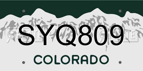 SYQ809 Colorado License Plate