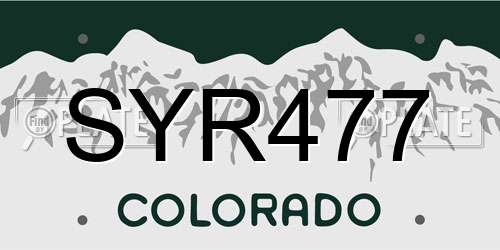 SYR477 Colorado License Plate