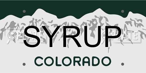 SYRUP Colorado License Plate